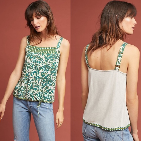 Anthropologie Tiny Jasmine Printed Tank Green Motif XS - Picture 2 of 12